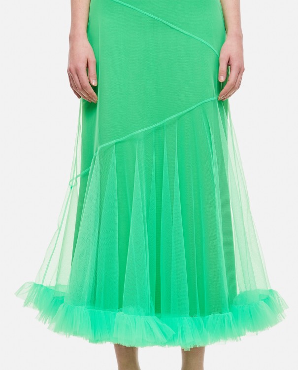 Shop Molly Goddard Olga Tulle Midi Skirt In Green