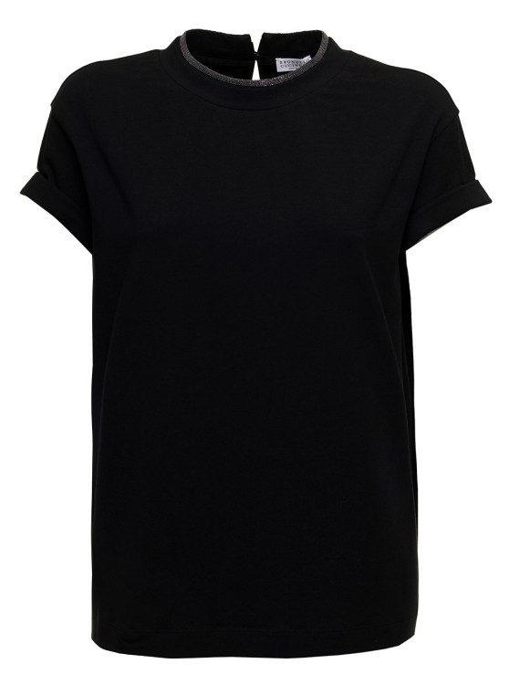 Shop Brunello Cucinelli Woman's Black Cotton T-shirt