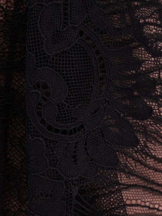 Shop Alberta Ferretti Lace Long Dress With Silk Blend Petticoat In Black