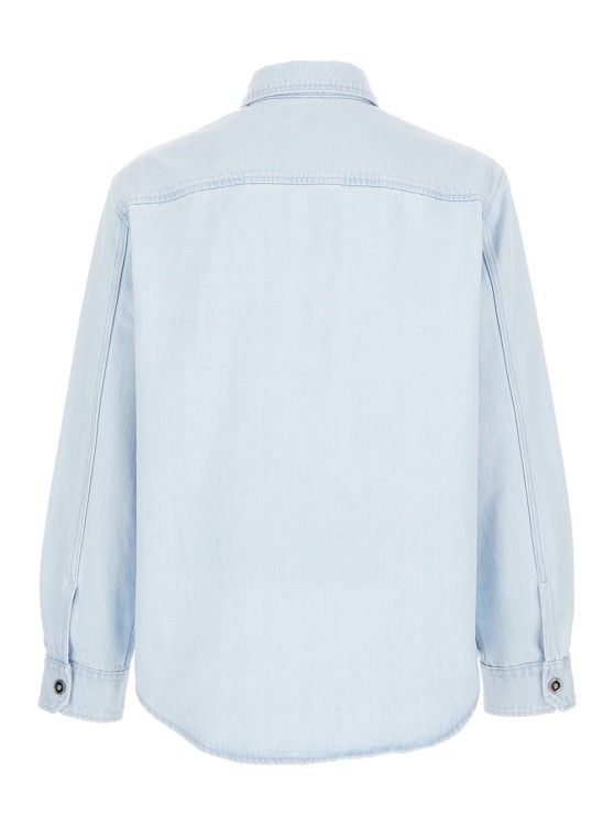 Shop Versace Light Blue Shirt With Button In Denim