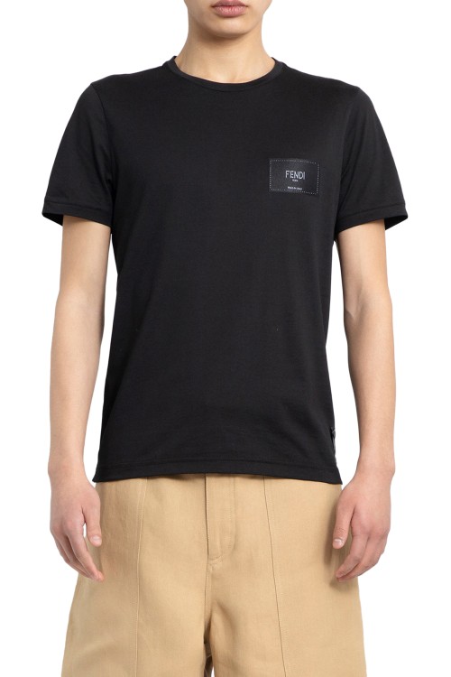 Fendi Logo Patch Classic T-shirt In Black