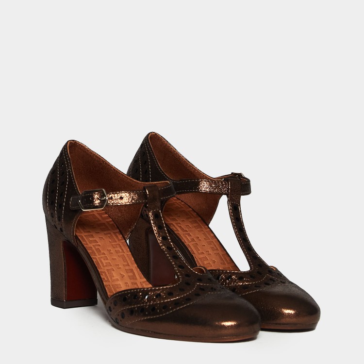 Shop Chie Mihara Wante Bronze Leather Strap Pumps In Brown
