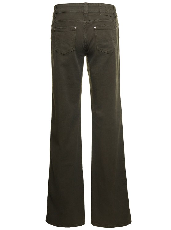 Shop Blumarine Military Green Cargo Jeans With Buckles And Branded Button In Stretch Cotton Denim In Black