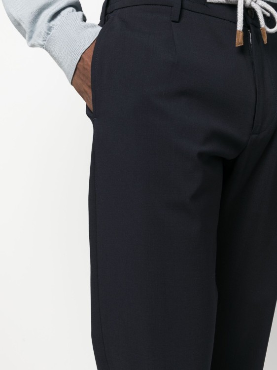Shop Eleventy Navy Blue Tapered Leg Pants In Black