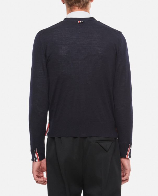 Shop Thom Browne Jersey Stitch Relaxed Fit V Neck Cardigan In Black