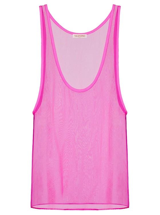 Valentino Semi-sheer Silk Chiffon Tank Top In Pink