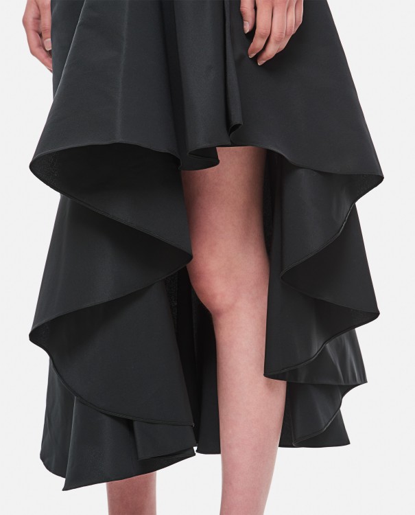 Shop Alexander Mcqueen Polyfaille Rouched Midi Skirt In Black