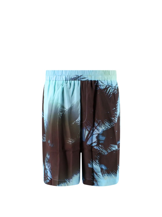 Shop Laneus Viscose Bermuda Shorts With All-over Print In Black