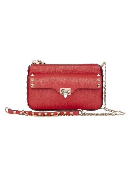 Valentino Garavani Rockstud clutch Red Leather ref.256460 - Joli