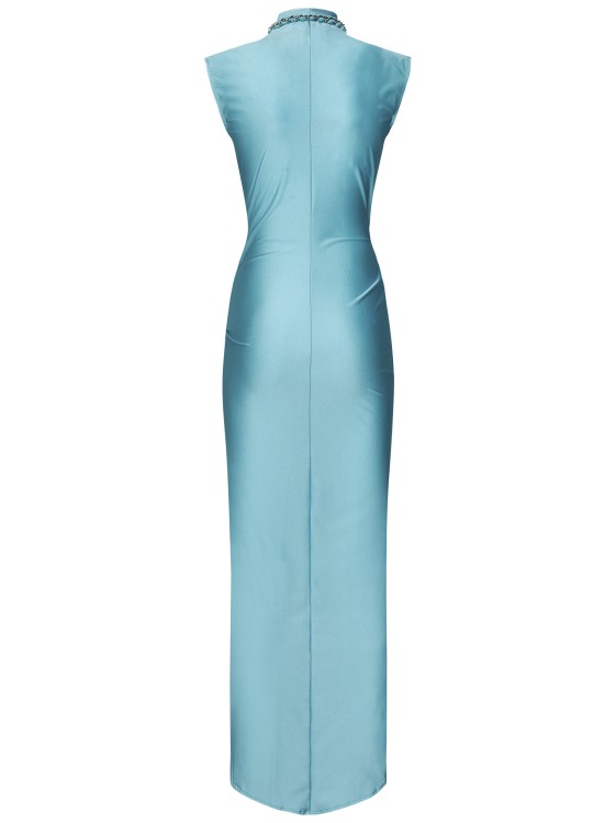 Shop House Of Amen Long Turquoise Stretch Lycra Dress In Blue