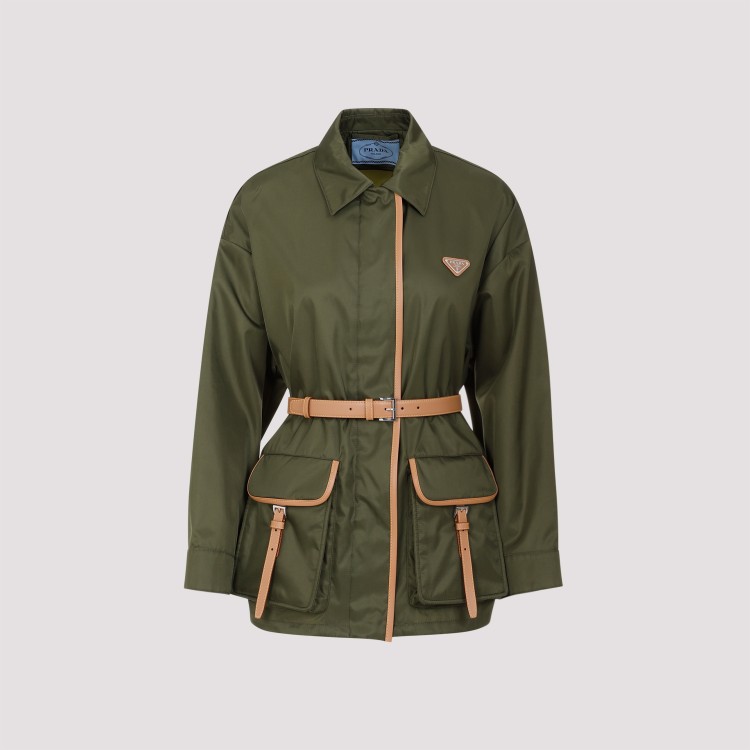 Shop Prada Military Green Polyamide Jacket In Grey