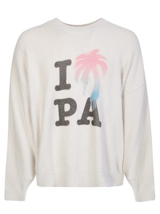 Shop Palm Angels I Love Pa Crewneck Pullover In White