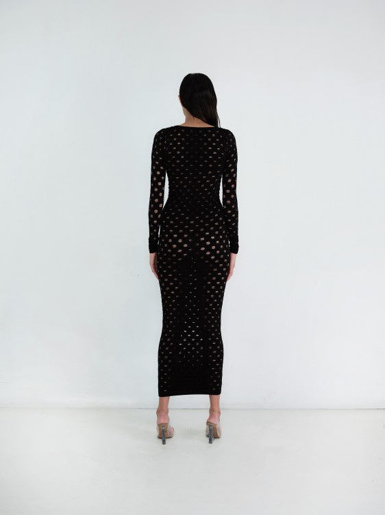 Shop Maisie Wilen Perforated Gown In Black