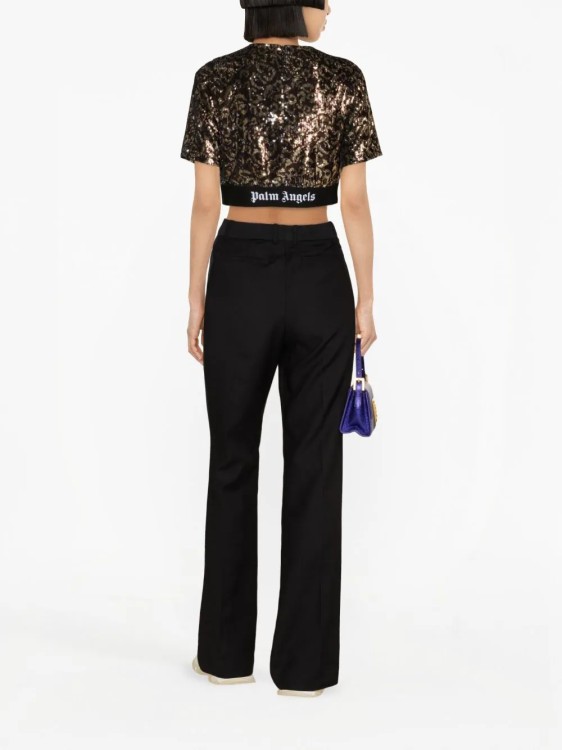 Shop Palm Angels Brown Sequin Top In Black