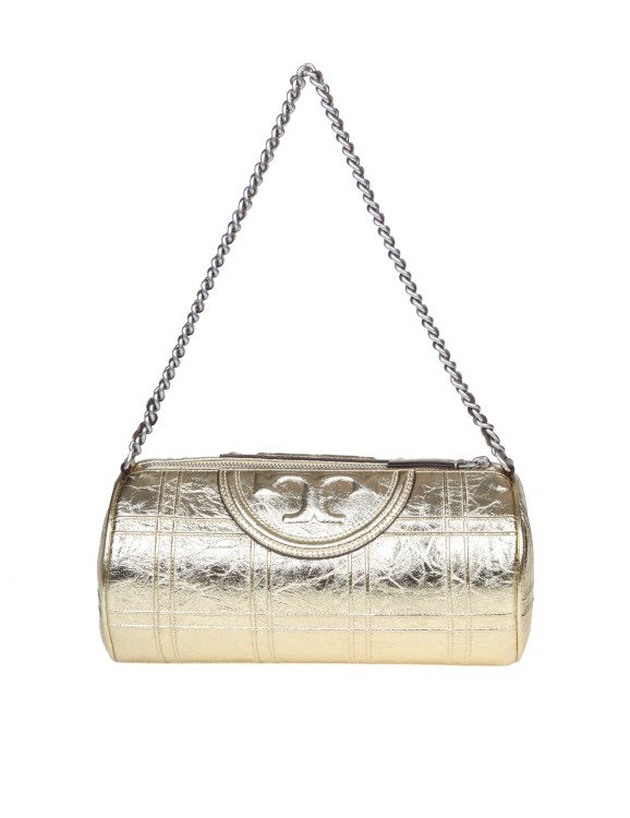 TORY BURCH FLEMING CYLINDER BAG IN METALLIC LEATHER