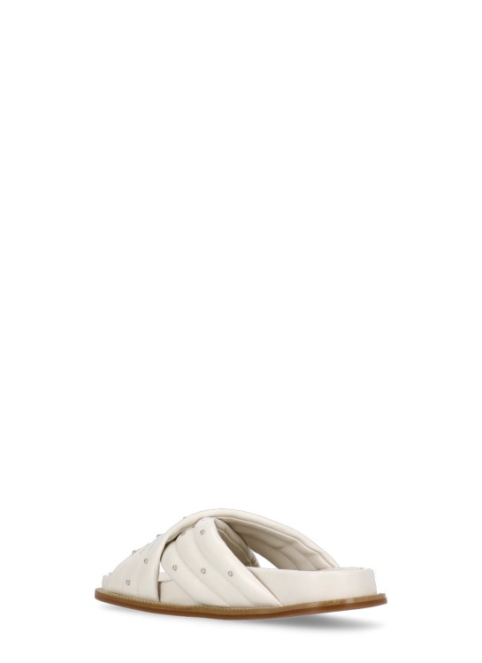 Shop Fabiana Filippi Ivory Smooth Leather Slippers In Neutrals