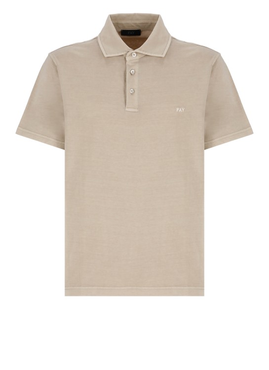 Fay Logoed Polo In Neutrals