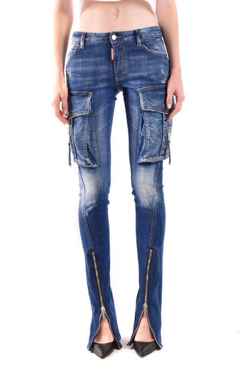 Shop Dsquared2 Blue Denim Jeans With Cargo Pockets