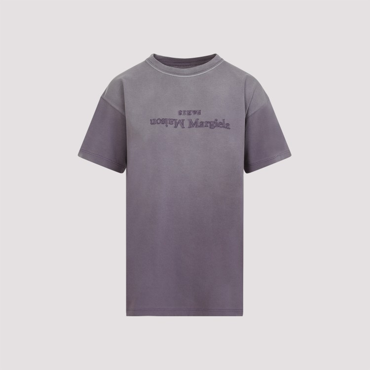 Shop Maison Margiela Purple Aubergine Cotton T-shirt In Grey