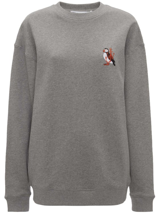 Jw Anderson Logo-embroidered Organic Cotton Sweatshirt In Gray