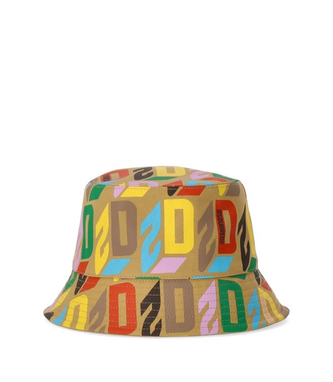 Shop Dsquared2 D2 Monogram Multicolor Bucket Hat In Neutrals
