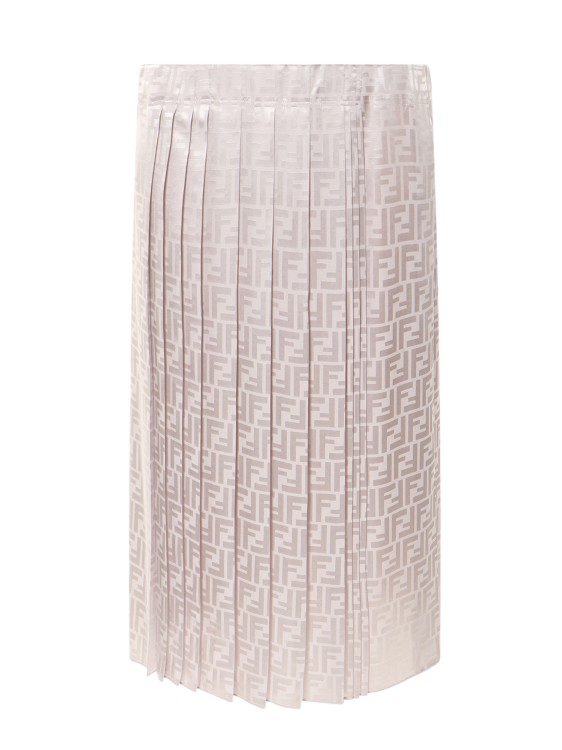 Shop Fendi Silk Skirt With Ff Motif In Neutrals
