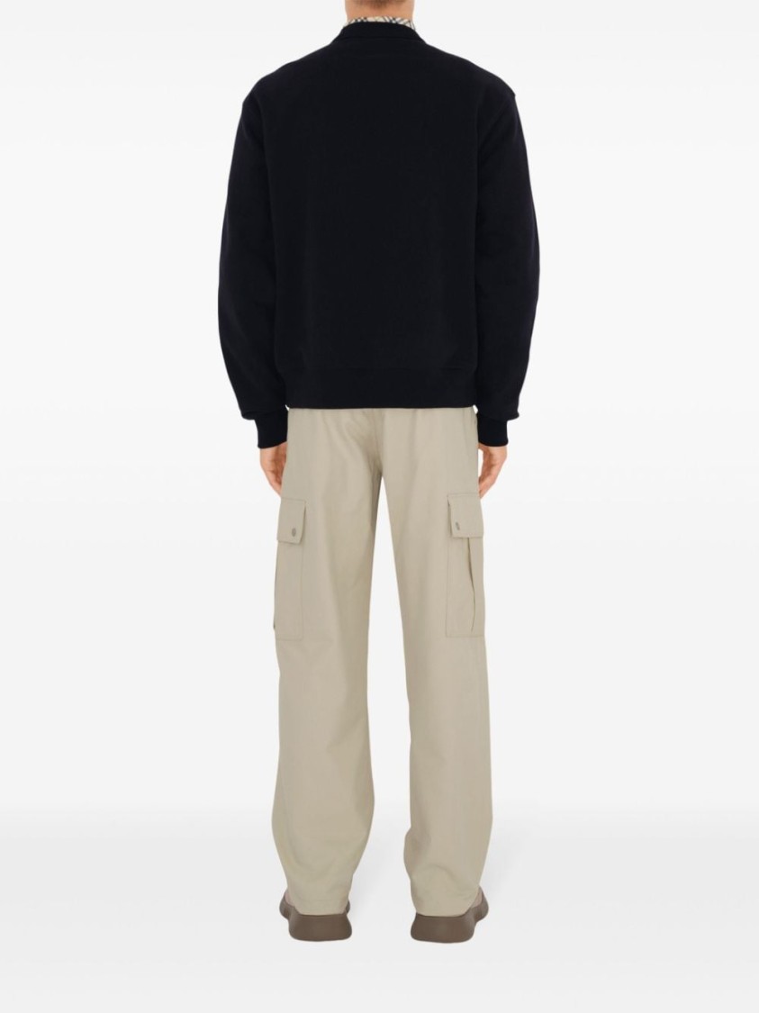 Burberry Black Logo Cotton Blend Sweatshirt In Black