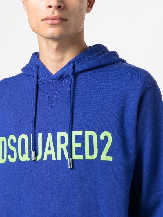Shop Dsquared2 Logo-print Blue Cotton Hoodie