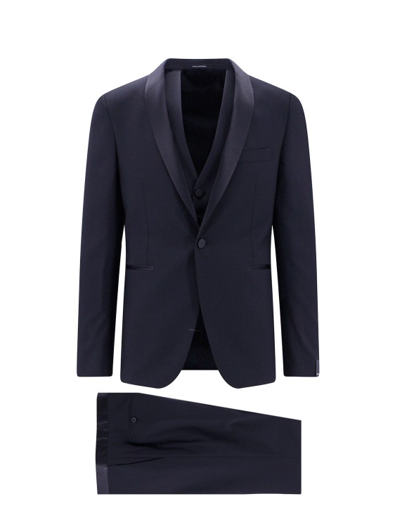 Tagliatore Virgin Wool Tuxedo With Vest In Blue