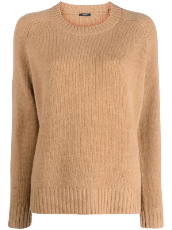 Joseph Round Neck Beige Sweater In Brown