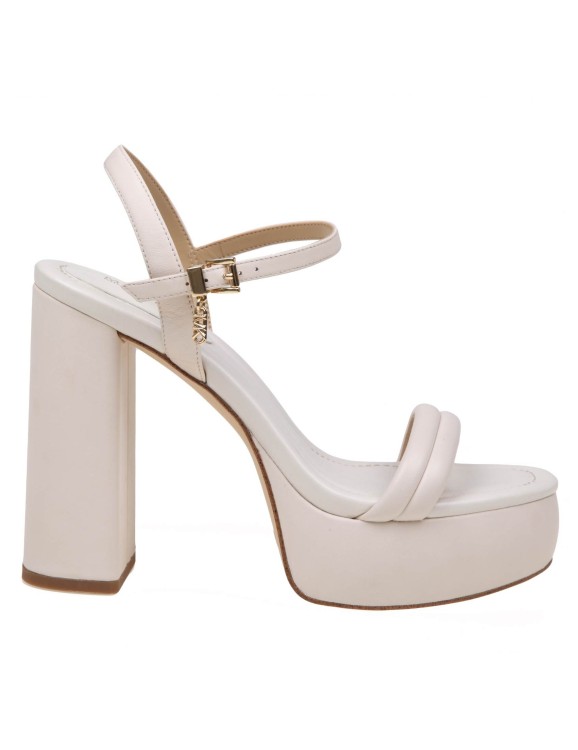 Shop Michael Kors Laci Platform Sandal In Cream Color Leather In Neutrals