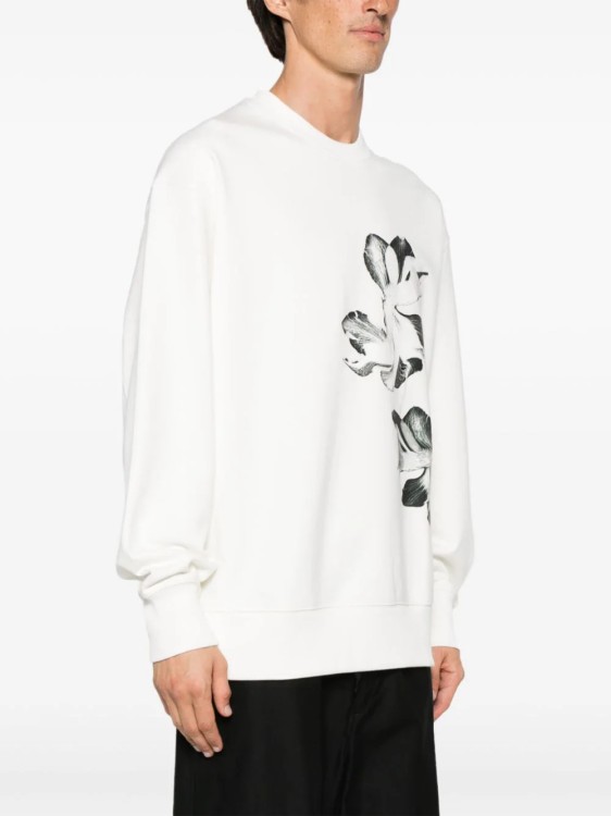 Shop Y-3 White Floral Print Sweatshirt
