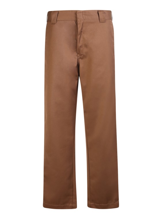 Carhartt Straight-leg Pants With Logo Patch In Brown