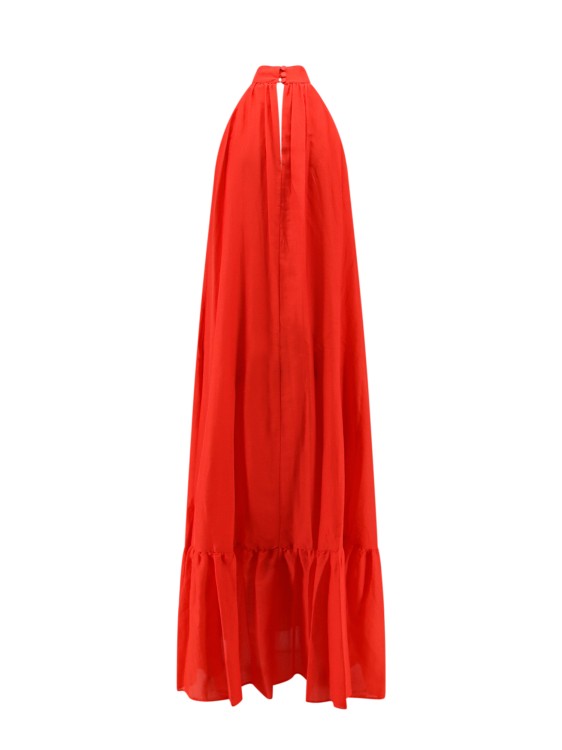 Shop Semi-couture Cotton And Silk Long Dress In Red