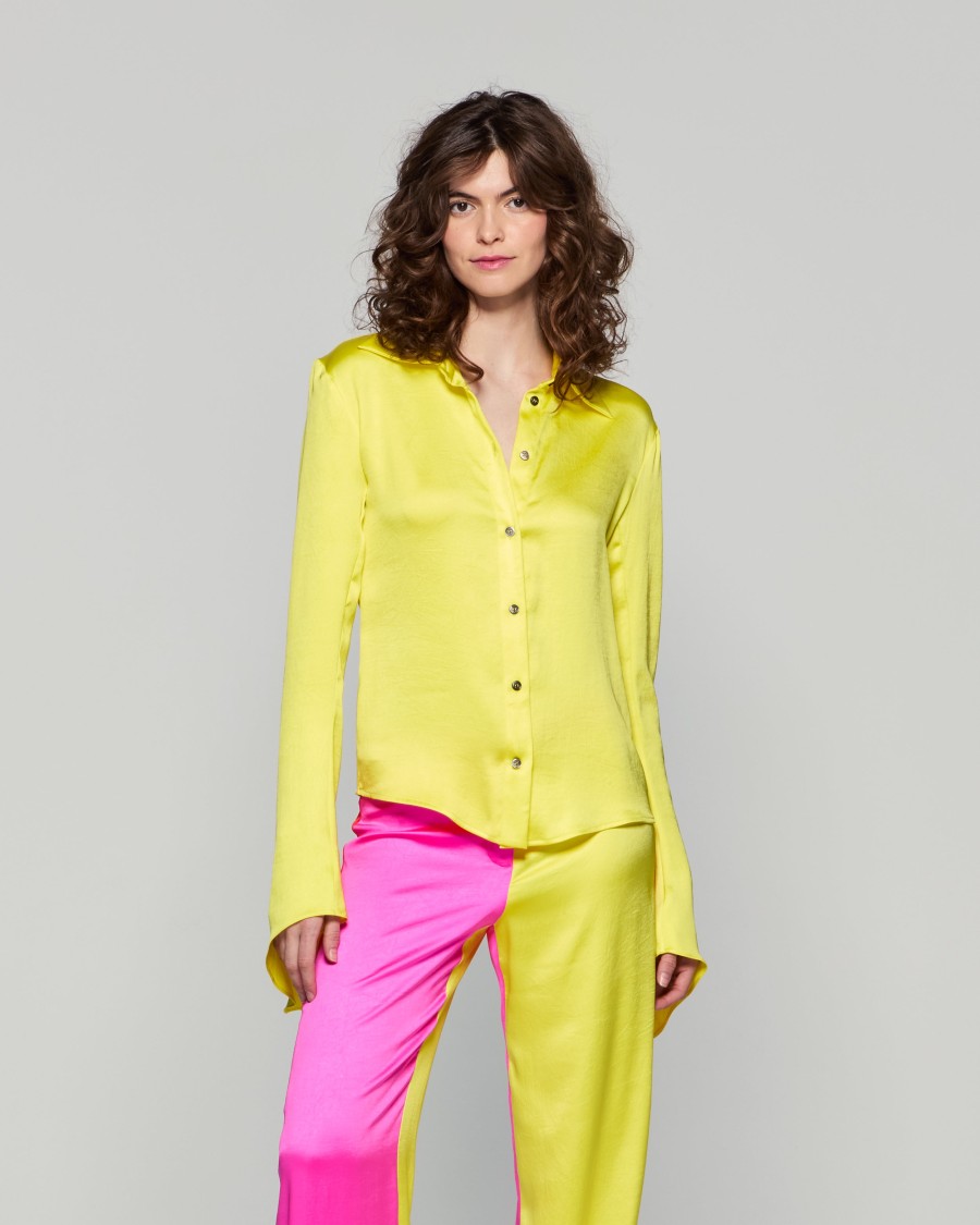 Shop Serena Bute Flared Sleeve Shirt - Bright Yellow