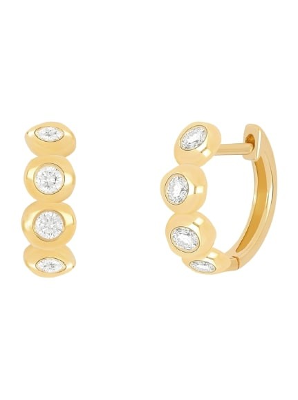 EF COLLECTION DIAMOND PILLOW HUGGIE EARRING,EF-61382