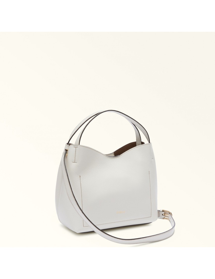 Shop Furla Primula S Hobo In Leather Color White