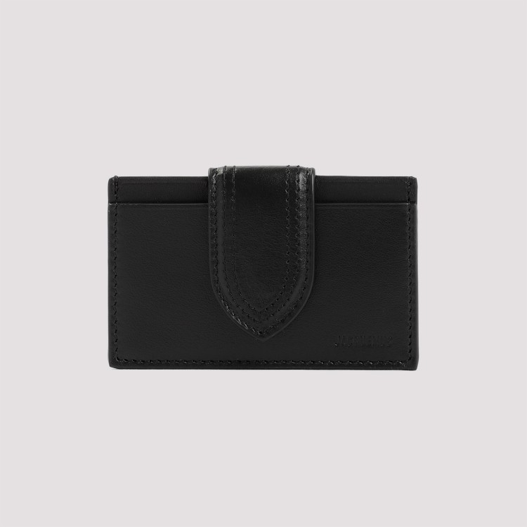 Jacquemus Black Cow Leather Le Bambino Card Case In Black