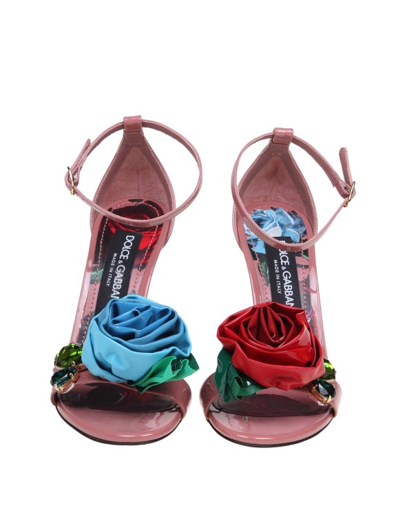 Shop Dolce & Gabbana Kiera Patent Sandal With Applied Flower In Pink