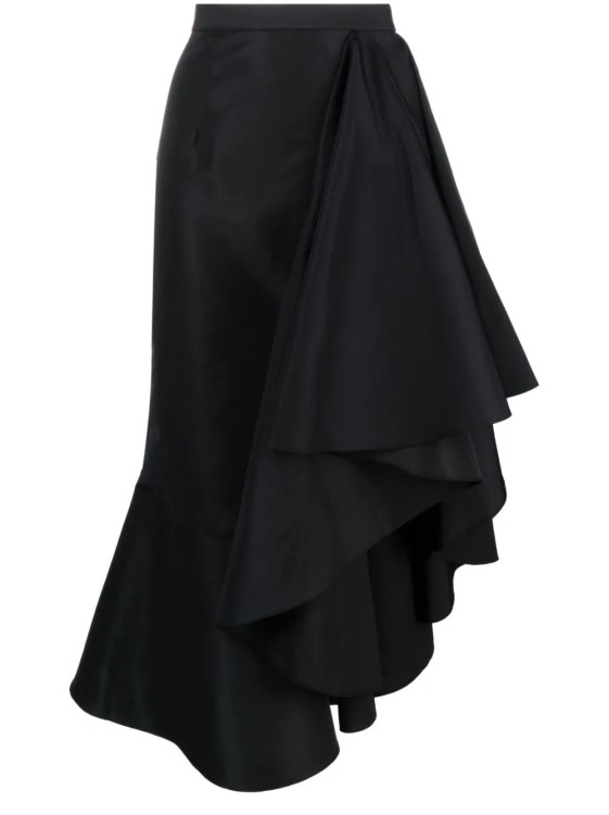 Shop Alexander Mcqueen Black Asymmetric Drape Skirt