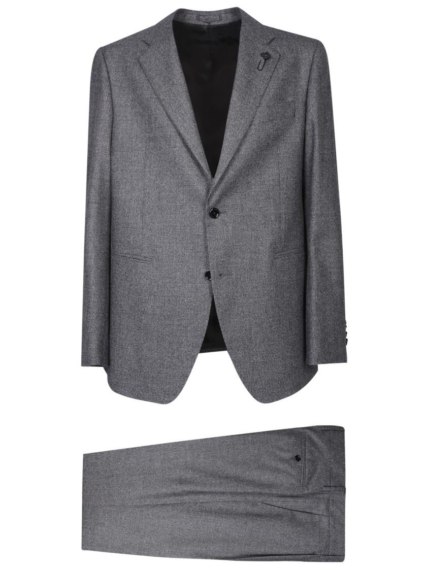 Lardini Tailored Suit With Design And Refined Detailing In Grey