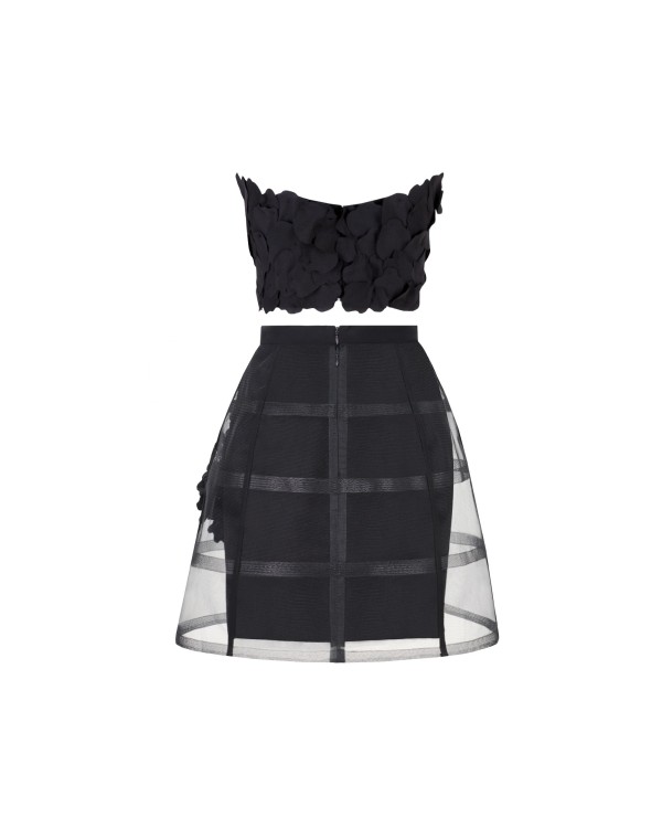 Shop Gemy Maalouf Laser-cut Top & Cage-like Skirt - Sets In Black