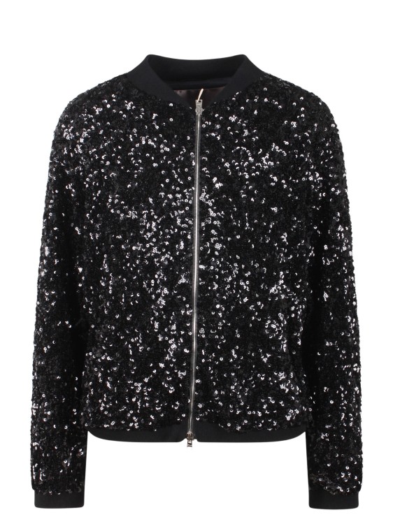 Herno Sequin-embellished Bomber Jacket In Black