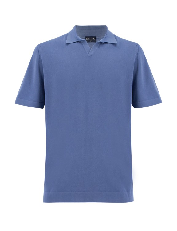 Drumohr Ribbed Edges Polo In Blue