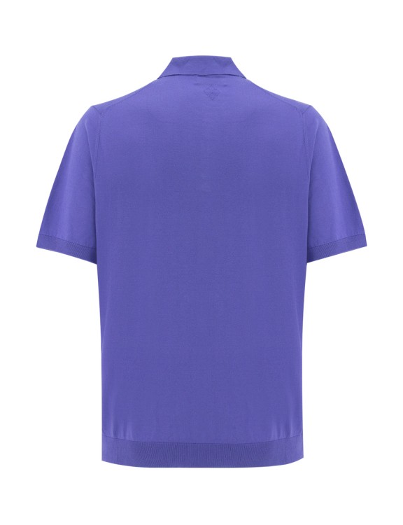 Shop Ballantyne Knitted Polo Shirt In Purple