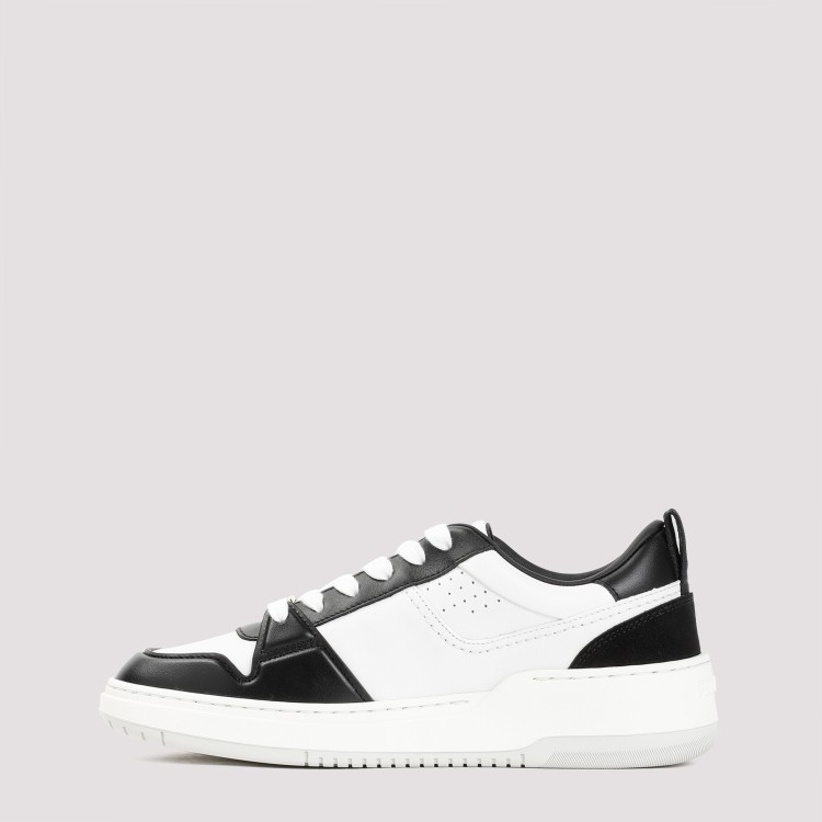 Shop Ferragamo Black Calf Leather Dennis Sneakers In White