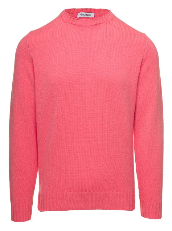 Gaudenzi Salmon Pink Crewneck Sweater In Cashmere In Burgundy