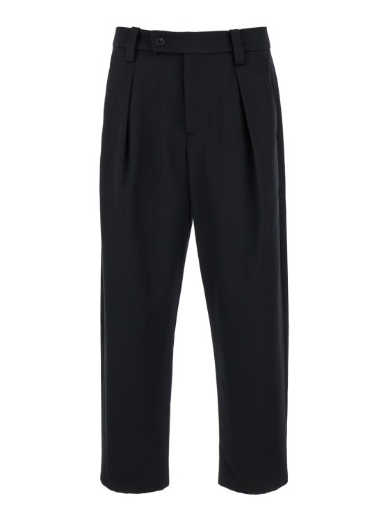 Shop Apc Renato' Trousers With Pleats In Black Cotton And Linen