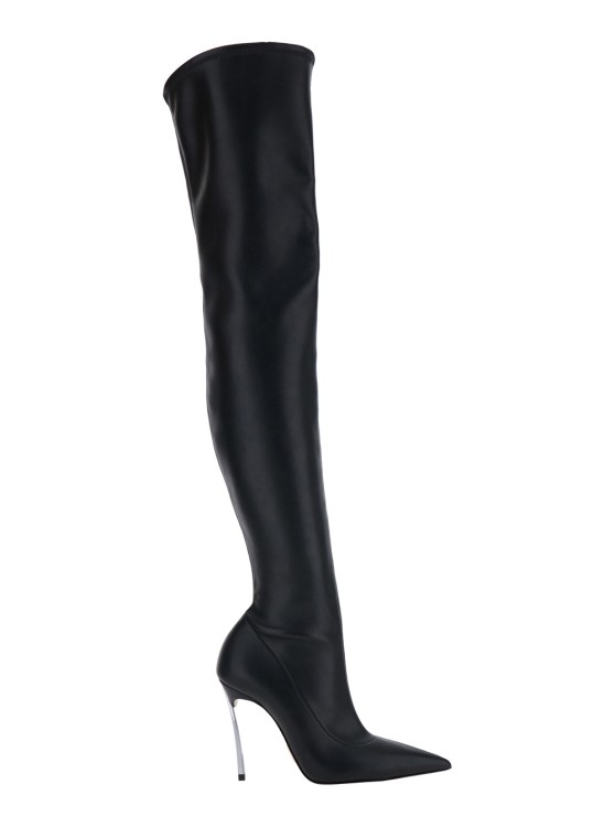 Casadei Superblade' Black Over-the-knee Boots With Stiletto Heels In Leather