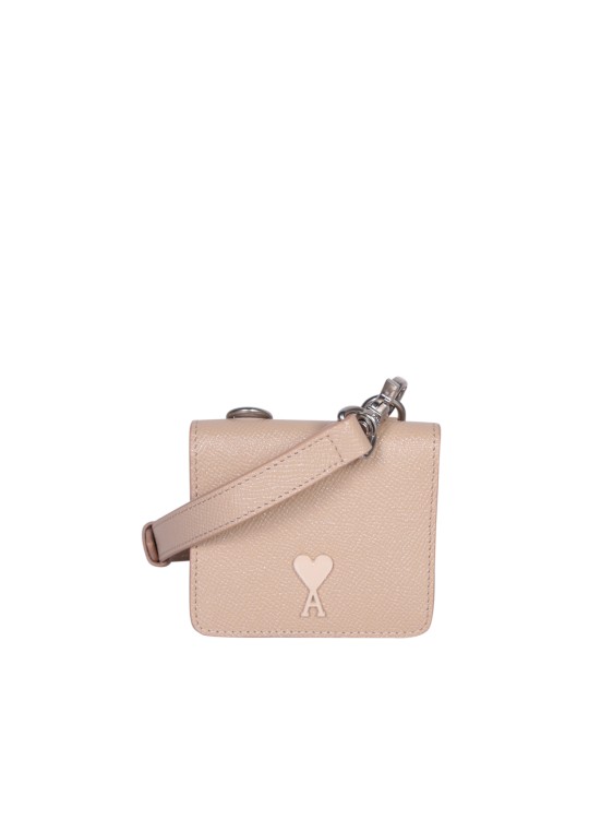 Shop Ami Alexandre Mattiussi Leather Card Holder In Neutrals